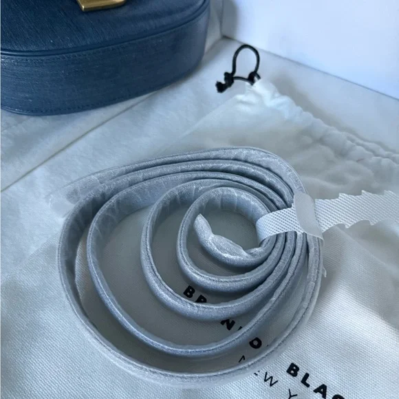 Blue waxed denim Brandon Blackwood Bag with Gold Accents - Picture 5 of 14